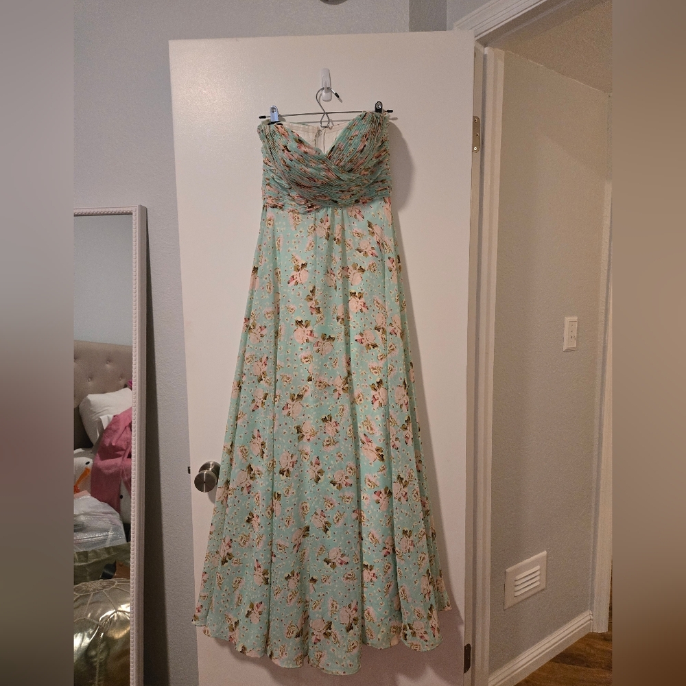 Allure Bridals Sage Floral Bridesmaid Dress, Size 10